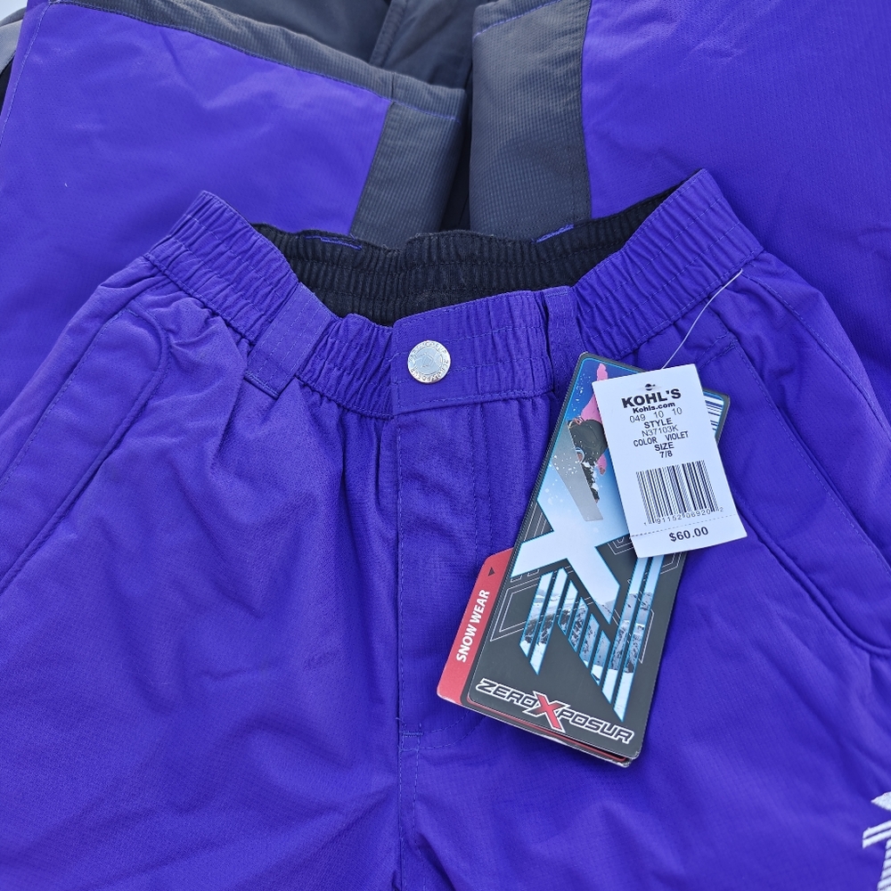 NWT Girls' Size 7/8 Purple ZeroXposur Snow Ski Pants